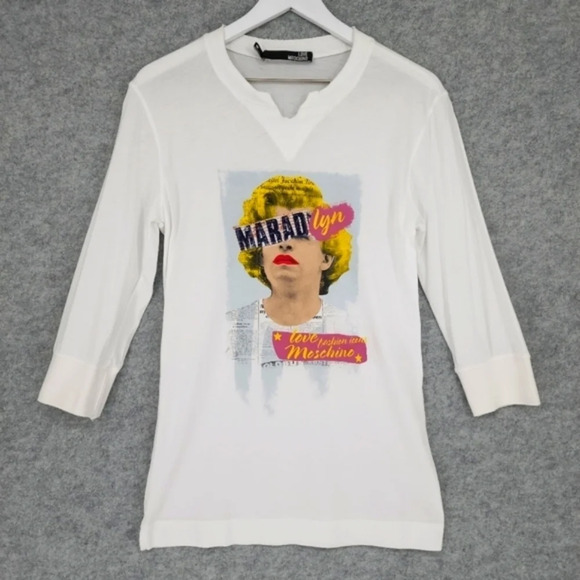 Love Moschino Tops - Love Moschino Vneck Graphic Tshirt